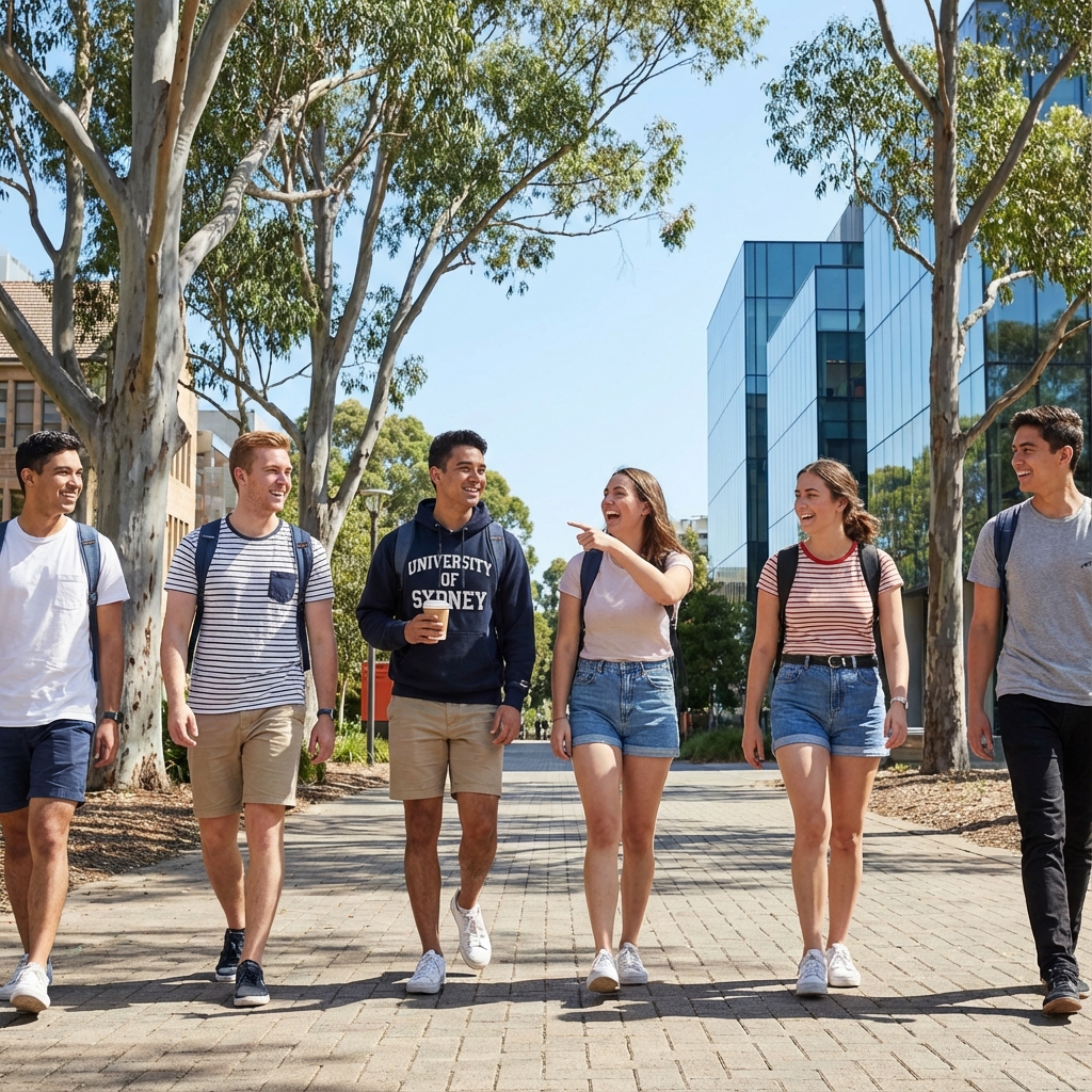 Happy students on an Australian campus